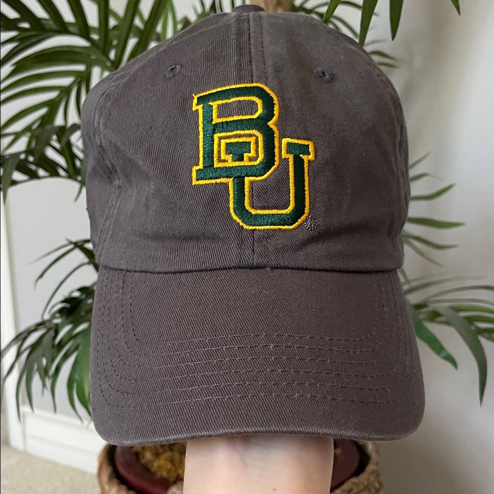 Baylor University Baseball Cap Gray Cap with Yellow and Green Embroidery